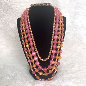 KOHL'S Four-Layered Pink, Orange, and Gold Beaded‎ Necklace